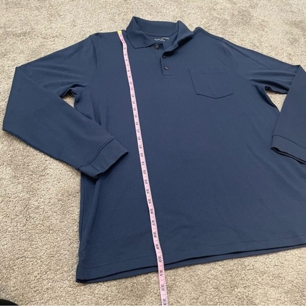 Croft & Barrow Navy Blue Long Sleeve Polo Shirt Size L - Picture 7 of 9